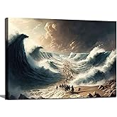 Modern Christian Canvas Wall Art Bible Stories Moses Parting Egypt Crossing the Red Sea Picture Jesus Religion Wall Decor Poster Print for Living room Bathroom Office Bedroom Home Decoration