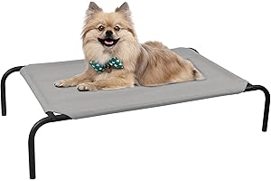 PHYEX Raised Pet Cot for Small Pets, Elevated Dog Bed with Breathable Mesh, Sturdy Steel Frame for Indoor & Outdoor Use, Non-Slip Design, Easy Clean, 33-Inch Grey