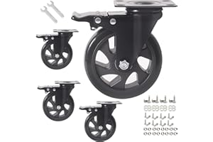 YAEMIKY 5 Inch Caster Wheels, Casters Set of 4, Heavy Duty Casters with Brake 2200 Lbs,Swivel Caster Wheels with Top Plate, Industrial Caster Wheels for Workbench, Cart, Furniture