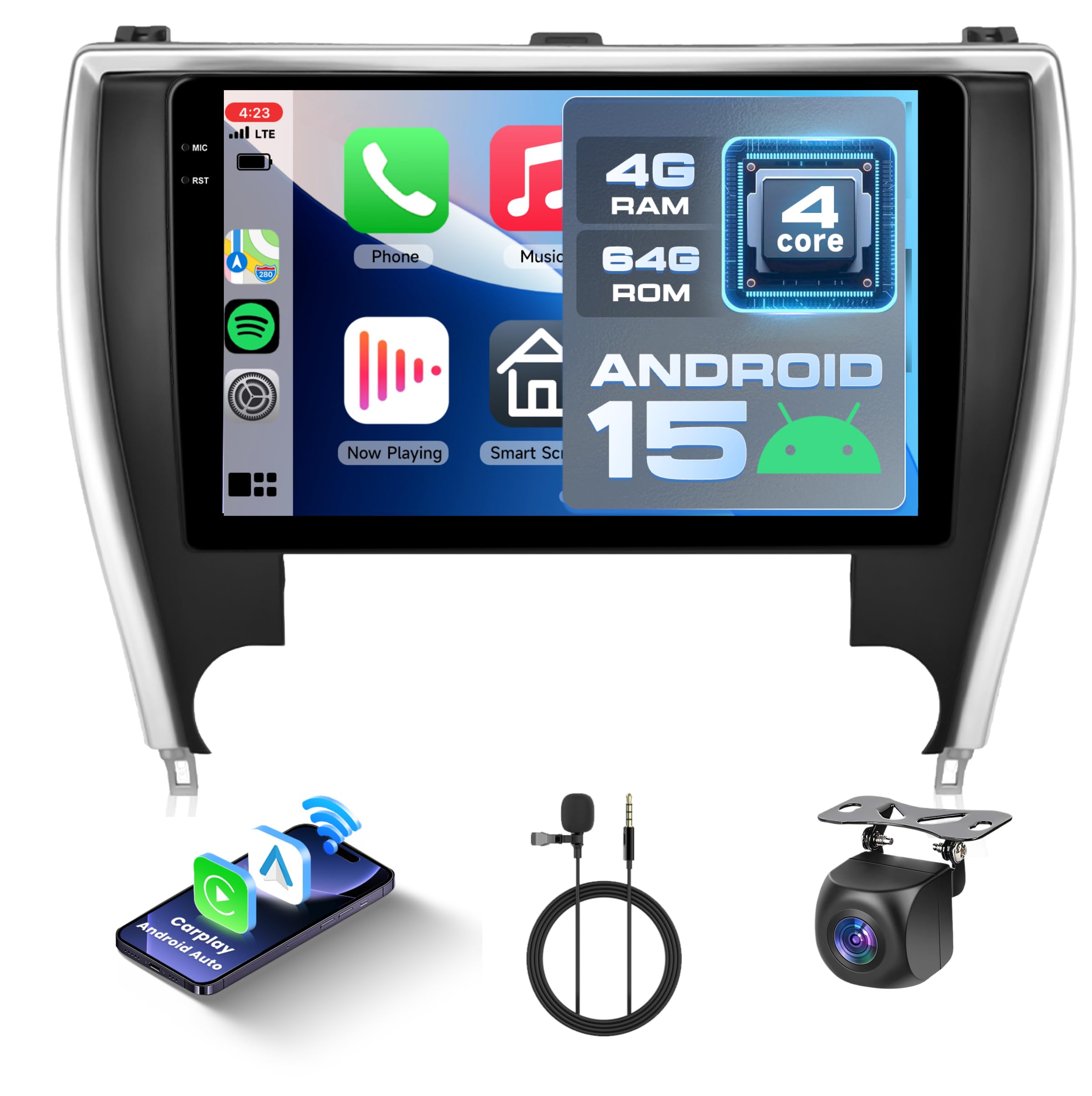 Photo 1 of [4G+64G] Car Radio for Toyota Camry 2015-2017 with Bluetooth GPS Wireless Carplay Android Auto, Hodozzy 10.1" Touch Screen Radio with WiFi FM/RDS Radio, DSP/USB/SWC, Camera