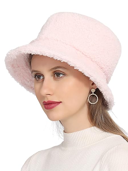 RULALA FANCY WOMEN’S FAUX FUR BUCKET HAT TEDDY...