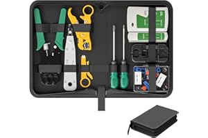 Iwillink 13 in 1 Network Tool Kit for CAT5, CAT6, RJ11, RJ45. Ethernet LAN Crimper, Punchdown, Coax Stripper & More