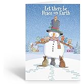 Stonehouse Collection | Friendly Snowman Christmas Cards | Animal Friendly Christmas Cards | 12 Winter Christmas Cards & Envelopes (Friendly Snowman)