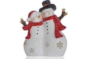 LARAINE HOME Christmas Decor Snowman Figurines Resin Lighted Indoor Ornaments Holiday Tree Festive Decorations Light Up New Year Gift Decoration for Table (Snowman Couple)