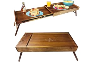 Shaka4Tommy Breakfast Bed Table Tray for Two - One Piece, Dual Use Couple Bed Tray with Cup recesses - Food Trays for Eating 