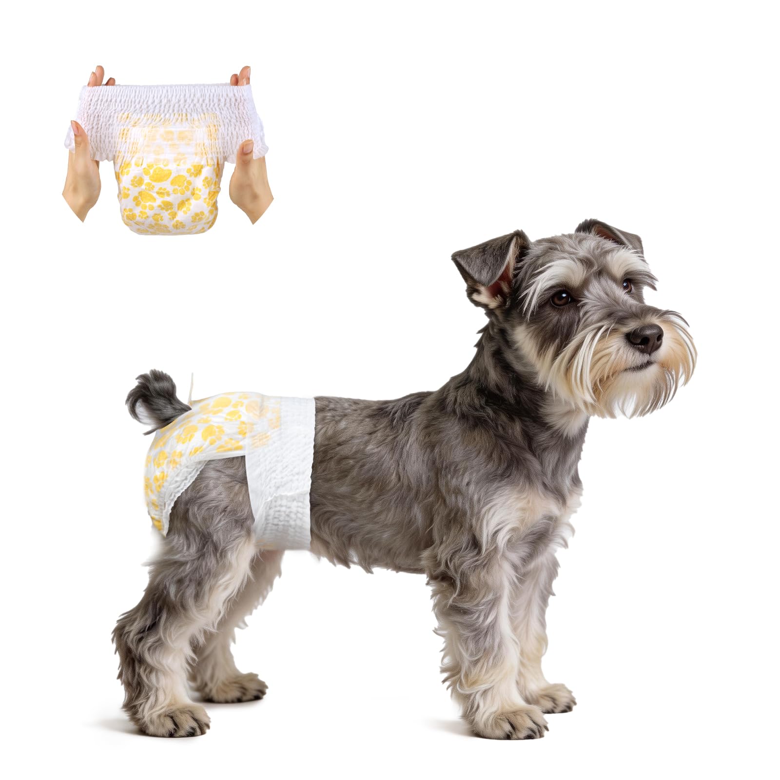 Flying Paws Dog Nappies Female, XS-15 Pull-On Disposable Dog Diapers for Female Dogs - Male Nappies with Stretchy Waistband​ Fits Waist 22-38 cm Puppy Extra Small
