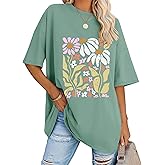 LOMON Oversized Graphic T Shirts for Women Short Sleeve Crewneck Summer Tops Loose Casual Basic Tees