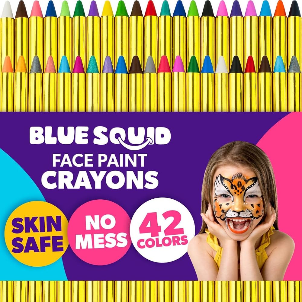 Blue Squid 42pcs XL Face Paint Crayons Kids Non-Toxic Washable Kit