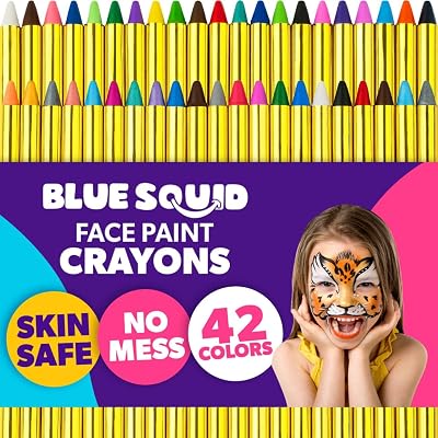 Blue Squid 42pcs XL Face Paint Crayons Kids Non-Toxic Washable Kit