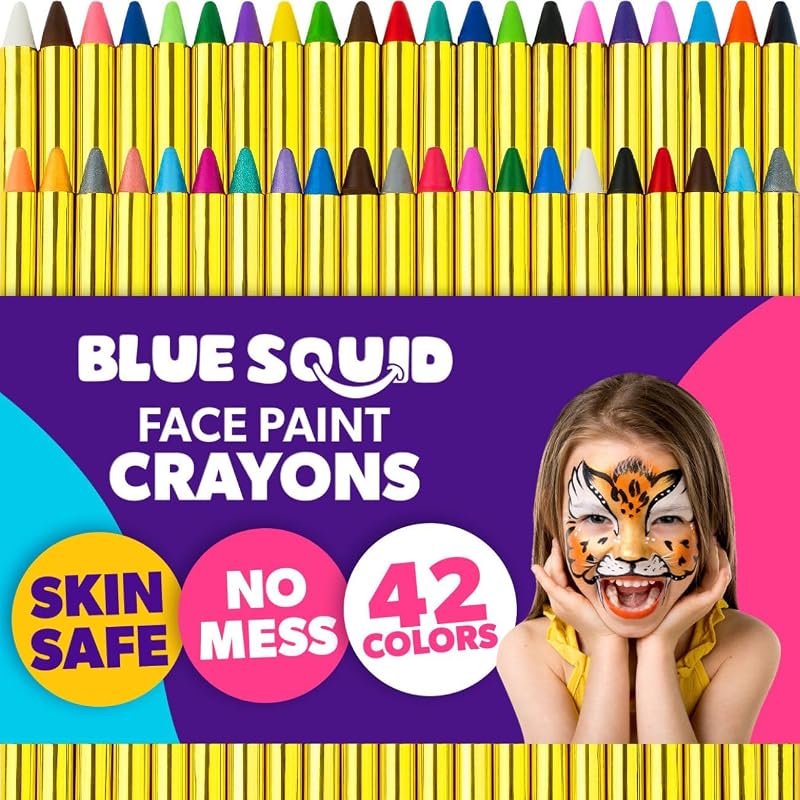 Blue Squid 42pcs XL Face Paint Crayons Kids Non-Toxic Washable Kit