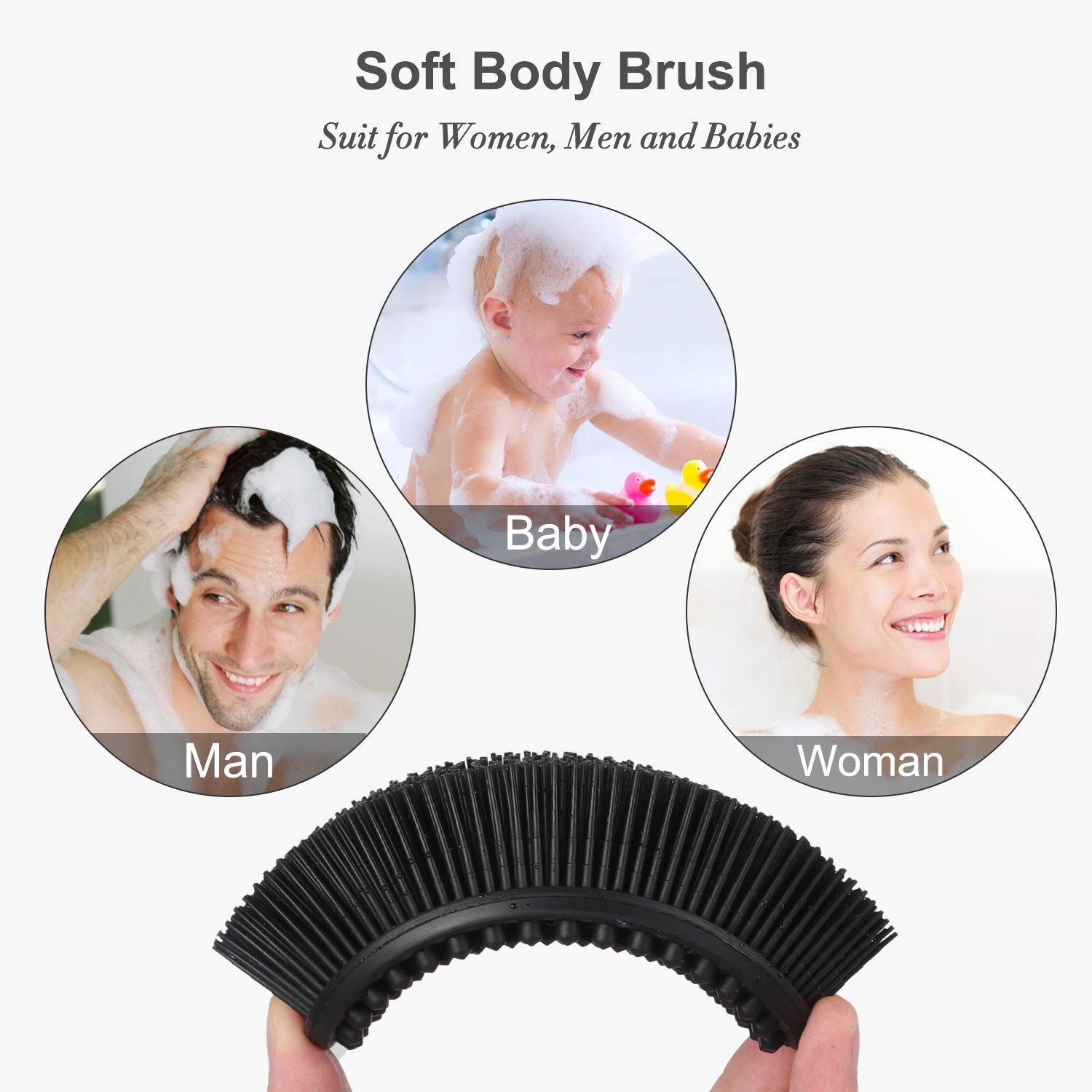 Heeta Body Brush for Wet and Dry Brushing, Silicone Bath Brush for Gentle Exfoliating on Softer, Glowing Skin, Gentle Massage with Bath and Body Brush to Improve Your Blood Circulation (Black) : Beauty