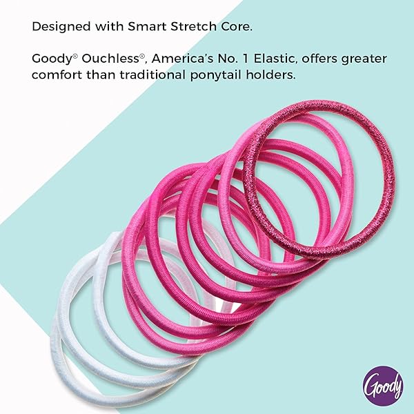 GOODY KIDS OUCHLESS ELASTICS WITH MINI POUCH, FOR ALL HAIR TYPES – ACCESSORIES FOR WOMEN AND GIRLS – PERFECT FOR LONG LASTING BRAIDS, PONYTAILS AND MORE, PEACH RAINBOW, 11 COUNT