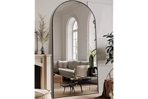 Antok Full Length Mirror, 78"x38" Oversized Floor Mirror Freestanding, Full Body Mirror Floor Standing Mirrors with Stand, Hanging Mounted Mirrors for Living Room Cloakroom,Black,Arched Style