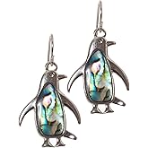 Artisan Owl - Abalone Penguins Dangle Earrings