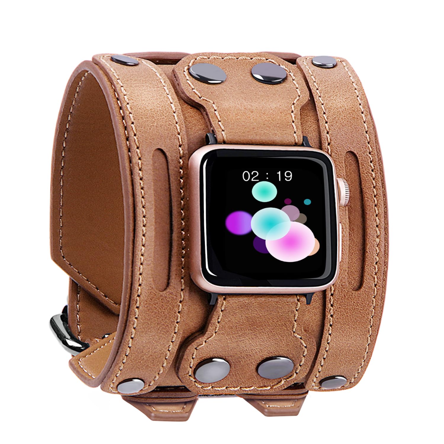 Photo 1 of VIQIV Smart Watch Bracelet Bands Compatible with Apple Watch 38mm/40mm/41mm Smartwatch Straps for Iwatch Series Ultra/9/8/7/6/5/4/3/2/1/SE for Men Women, Handmade Genuine Leather Wristband
