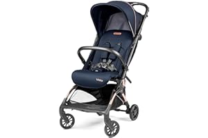 Peg Perego Volo, Ultra Lightweight Carry On Compliant Travel Stroller, Adjustable Features & Reclining Seat - Designed for Everyday Comfort from Newborn to 50lbs, Blue Shine (Blue & Copper)