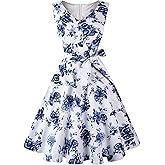 Dressever Women's 50s 60s Vintage Sleeveless Cocktail Party Dress with Pockets