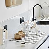 Checkered Dish Drying Mat for Kitchen
