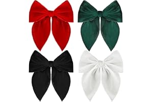 PROSUITES Christmas Hair Bows for Girls, 4 Pcs Velvet Bow Hair Clips, Fable Hair Accessories for Little Girls Toddler Kids (Medium, 5in)
