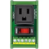 DIN Rail Mount AC 120V NEMA 5-15R Receptacle Outlet Power Module, with Rocker Switch Thermal Circuit Breaker Overload Protector