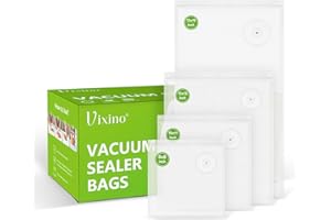 Vixino Vacuum Sealer Bags, 40 Reusable Vacuum Sealer Bags for Food, BPA-Free, Meal Prep and Sous Vide Cooking,Works for Handheld Sealer and Vac Sealer Machine with External Vacuum Systems