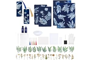 WEBEEDY 40 Sets Cyanotype Kit Cyanotype Paper Sun Print Set Include 20 Sheets A5 Paper,10 Bookmark,10 Cards,2 Component Sensi