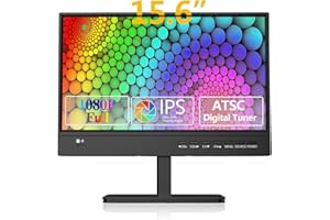 Jexiop 16 inch TV, Small 15.6inch FuII HD 1080P IPS LED Screen with Antenna and Digital ATSC Tuner,HDMI USB Port,12 Volt Charger Cable/AC Power,TV for Caravan and Kitchen