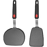 Silicone Pancake Spatula Turner Set of 2, 600°F Heat Resistant Cooking Spatulas for Nonstick Cookware, Large Kitchen Utensils BPA Free Rubber Spatula Set for Egg, Pancake, Fish, Burger