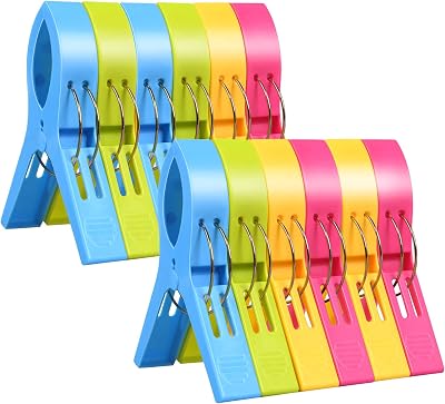 URAQT Beach Towel Clips 12 Pcs Large Cloth Pegs for Sunbeds Pool Chairs