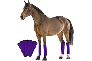 FOXLVDA Horse Fly Boots, Adjustable Fly Boots for Horses Set of 4, Comfortable Horse Leggings, Breathable Plastic Mesh Material, Horse Supplies for Reduces Stress & Leg Fatigue (Purple)