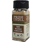 Pride Of India - Organic Dry Mango (Amchur) Powder - 2.4 oz (68 gm) Dual Sifter Jars, Vegan Sun, Dried Spice, Best for Chutne