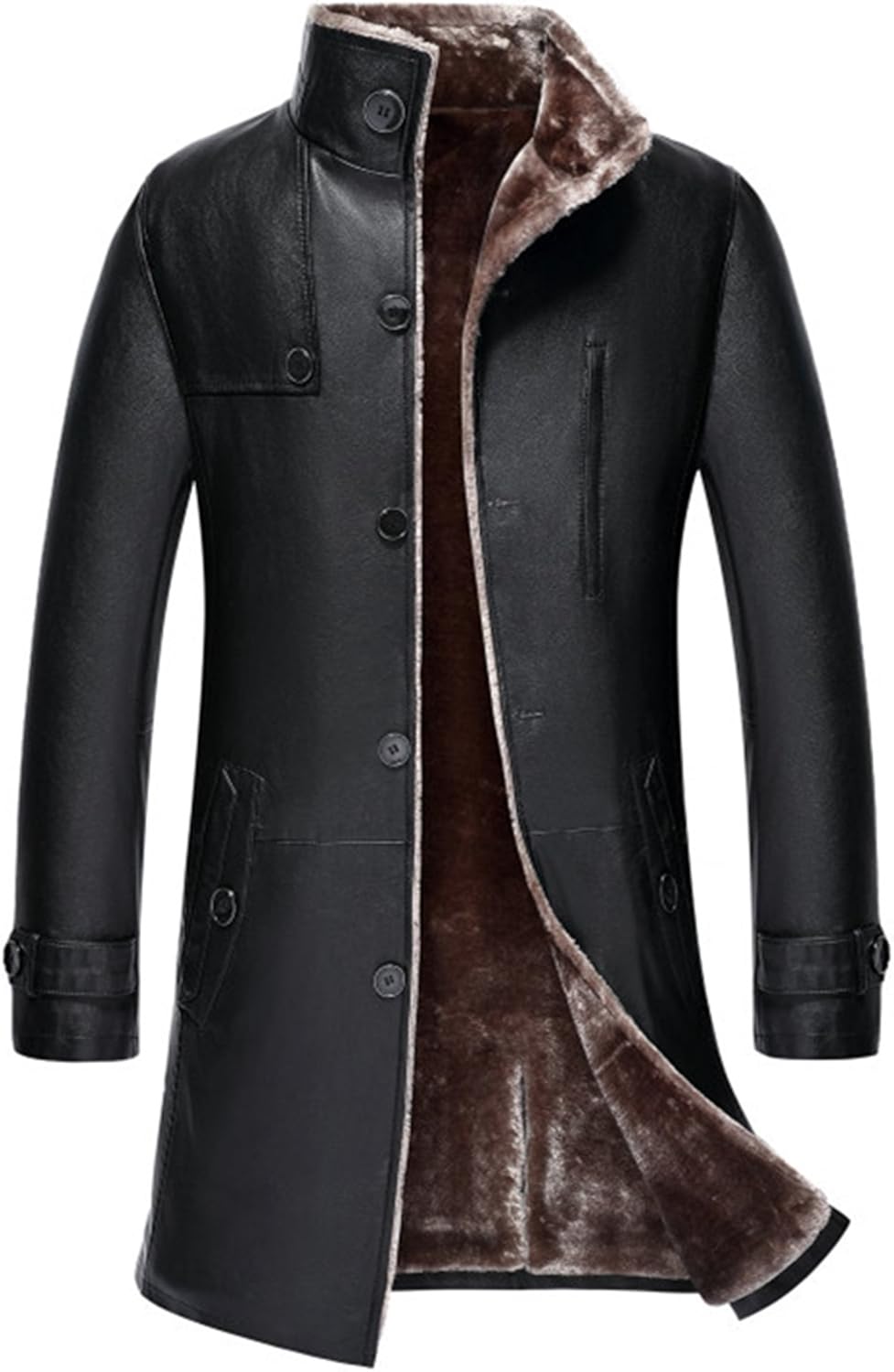 WS668 Men's Classic Winter Thick Warm Faux Fur Lambskin Leather