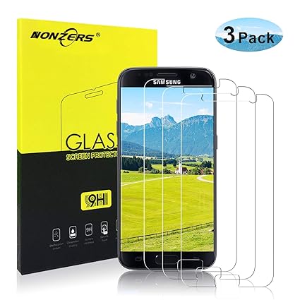 NONZERS Panzerglasfolie für Samsung Galaxy S7 [3 Stück],Transparent 9H Härte Panzerglas Schutzfolie Anti-Öl, Kratzer und Fing
