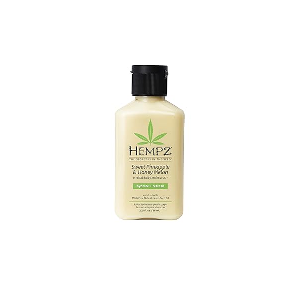 HEMPZ SWEET PINEAPPLE & HONEY MELON MOISTURIZING SKIN LOTION, HEMP SEED HERBAL BODY MOISTURIZER WITH JOJOBA, NATURAL EXTRACTS, VITAMINS A AND E, 2.25 OZ