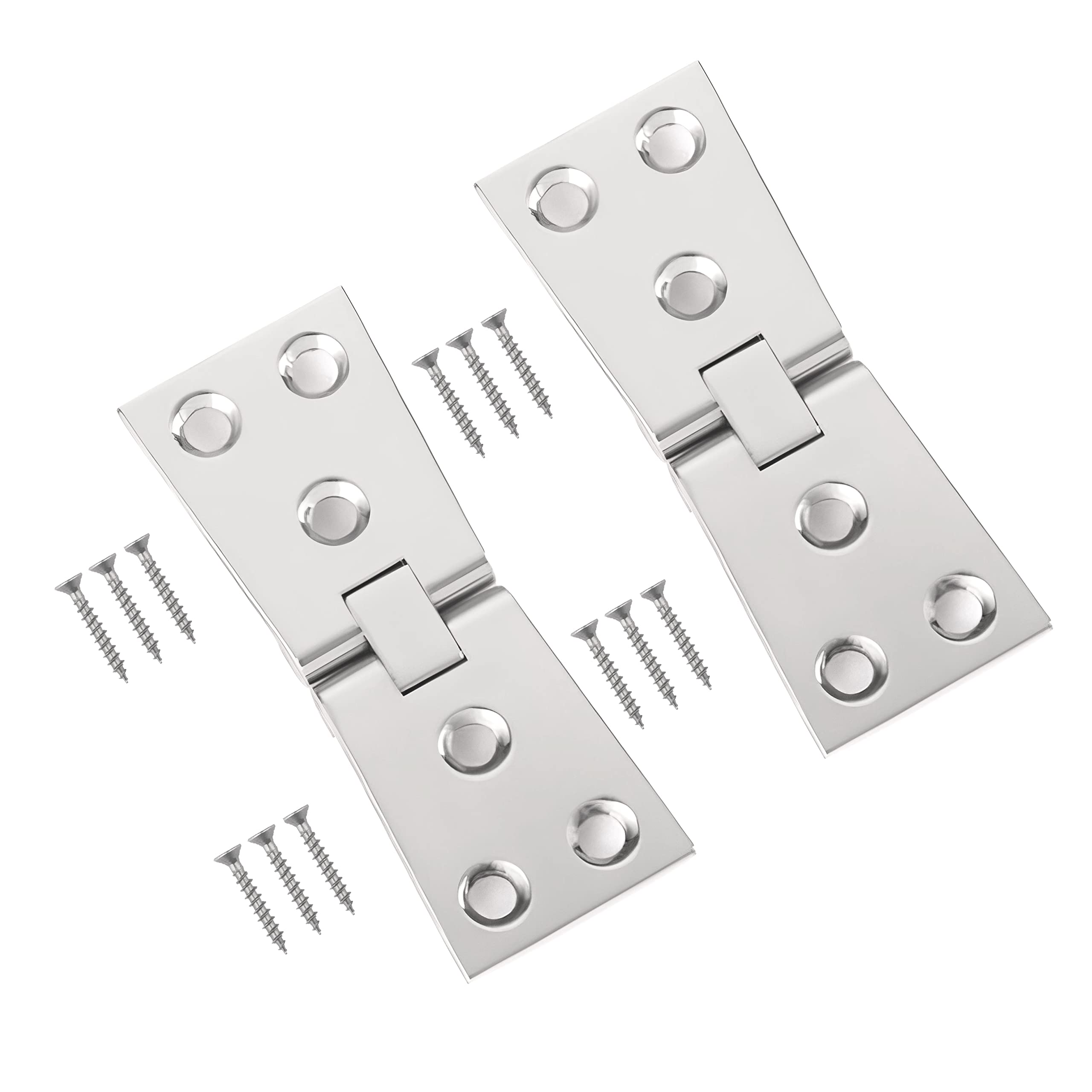 TERF® Heavy Duty Polished Chrome Counter Flap Hinges 100mm X 32mm (4'' X 1 1/4'') Counterflap Hinge use for Pub Bar Shop Counter Flap Hatch Open Up Fittings including Fixing Screw - Pack of 2