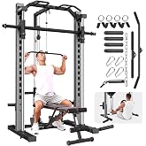 OPPSDECOR All-in-One Adjustable Smith Machine with LAT-Pull Down System | Multi-Function Power Cage for Home Gym Cable Crossover Squat Rack of Workout Machine Training Equipment with Attachments