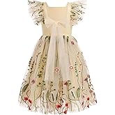 ODASDO Flower Girl Dresses for Wedding Kids Ruffle Sleeve Backless Tulle Tutu Princess Birthday Party Special Occasion Dress