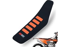 MCHMFG Motorcycle Universal Seat Cover Non-Slip Suitable Rubber Striped Grip Gripper Soft for CRF WR YZF SXF EXC XC SX KLX Dirt Pit Bike Motocross Off Road Motorbike (Orange)