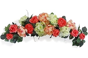 VGIA 32" Rose/Peony Swags - Floral swags Wall Decor for Wedding Party Home Garden, Wedding Arch Garden Wall Decoration, Weddings, Coral, Pink