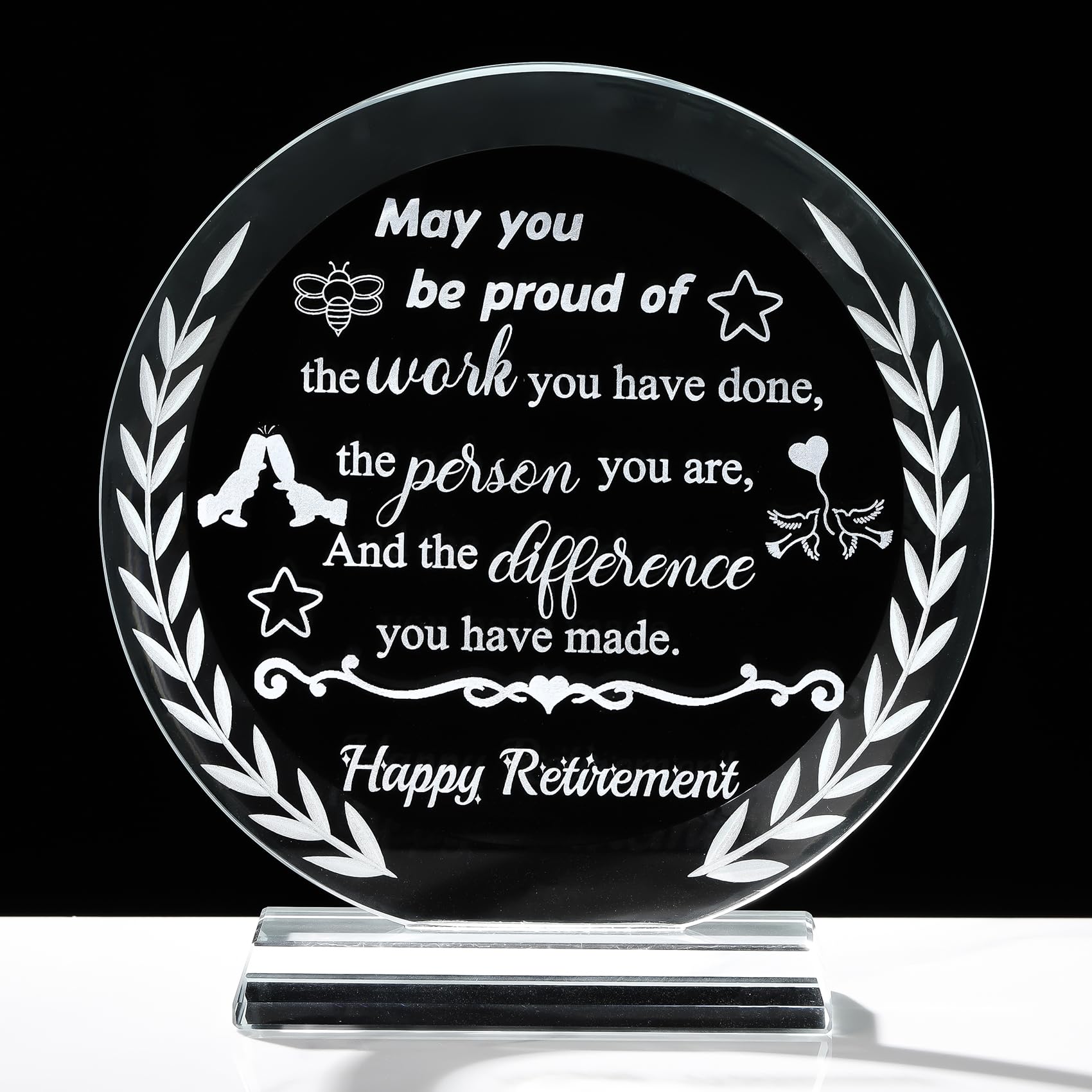 Ornalrist 5.9"/15cm Crystal Retirement Gifts for Women Men, Unique Engraved Glass Retirement Keepsakes, Happy Retirement Gifts for Colleagues Teacher Friend Coworkers