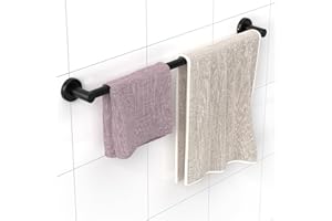 HUFEEOH Black Adjustable Single Towel Bar 11 to 23 Inch, Stainless Steel Hand Towel Bars Expandable Towel Racks, Wall Mounted