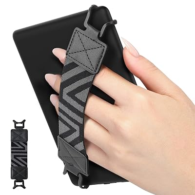 MoKo Security Hand-Strap for 6-8" Kindle eReaders Fire Tablet, Kindle/Kobo/Voyaga/Lenovo/Sony E-Book Tablet, High-Elasticity Versatile Hand Strap Lightweight Finger Grip Holder, Black