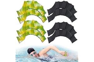 4 Pairs of Silicone Swimming Gloves, Swim Fins with Finger Design, Ideal for Beginners and Water Sports, Includes 2 Pairs of 
