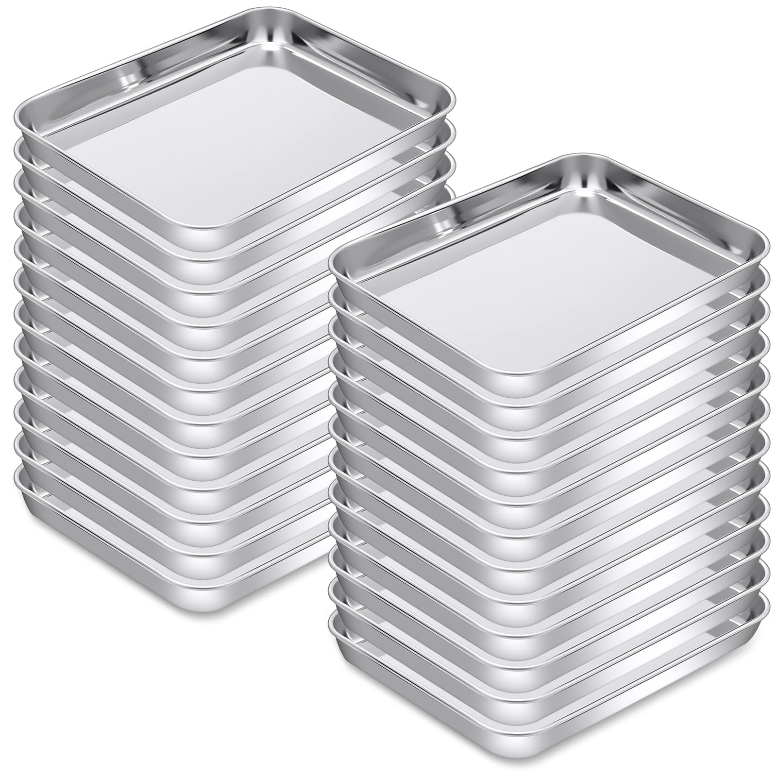 Photo 1 of meekoo 24 Pcs Baking Sheet Pan Cookie Sheet Set for Oven Stainless Steel Trays Nonstick Small Serving Tray Cake Toaster Metal Food Trays, Oven and Dishwasher Safe (9 x 6.7 x 1 Inch)
