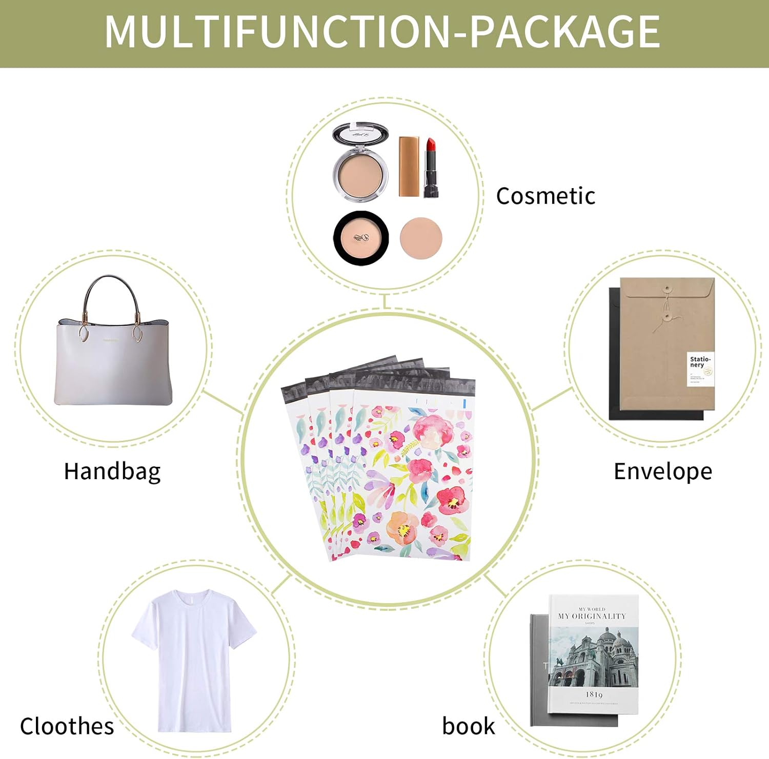 100 Pcs Poly Mailers, 10x13 Package Envelopes, Cute Packaging Bags, Plastic Custom Mailing Shipping Bags with Self Seal Adhesive Strip - Floral Patterns : Office Products