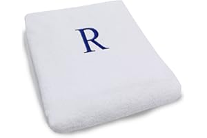 SUPERIOR Lounge Chair Cover with Personalized Monogrammed, Thick, Super Soft, Plush and Highly Absorbent Cotton Terry Towel, Standard - R, Letter R