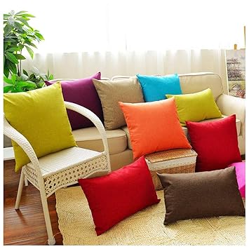 Coliang Dark Brown Pillow Case Solid Multiple Color Simple Linen
