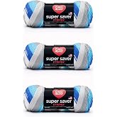Red Heart Super Saver Yarn, 3 Pack, Calm Stripe 3 Count | #4 Medium Worsted Weight Acrylic Soft Yarn for Blankets, Beanies, Amigurumi, and Beginner Projects, 236 yards, 141g/7oz
