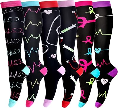 LEOSTEP 6 Pairs Compression Socks Men Women Travel Work Active