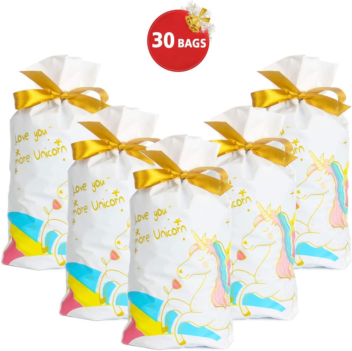 YiRAN Unicorn Drawstring Gift Bags, Unicorn Party Bags, Treats Candy Goodies Favor Bags for Kids Party Baby Shower Unicorn Birthday Party Supplies,30Pack (Dearm Unicorn)